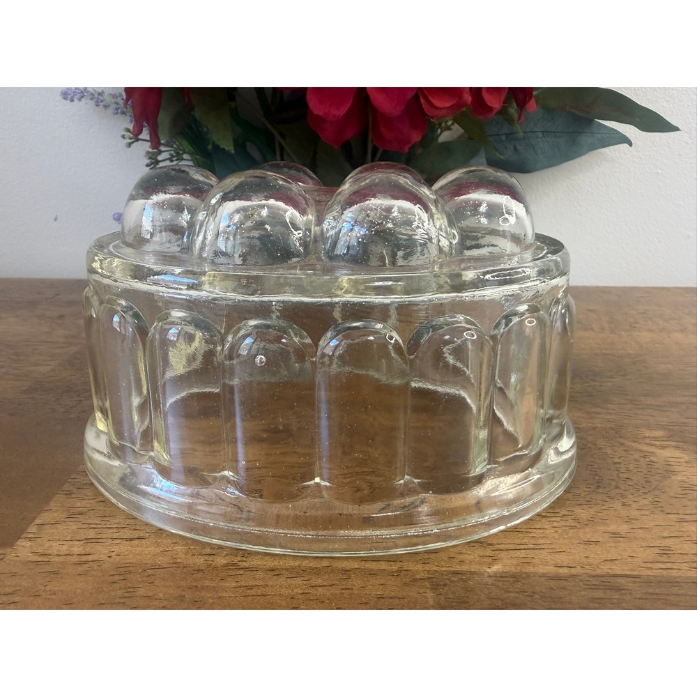 Vintage Clear Glass Food Mould Aspic Jelly Mould Pressed Glass Kitchen Decor MCM